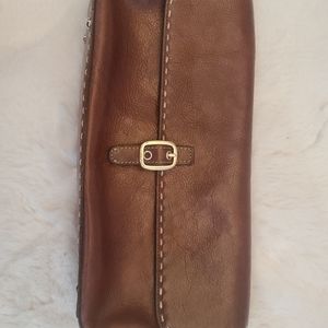 EL PORTAL chocolate color leather clutch!